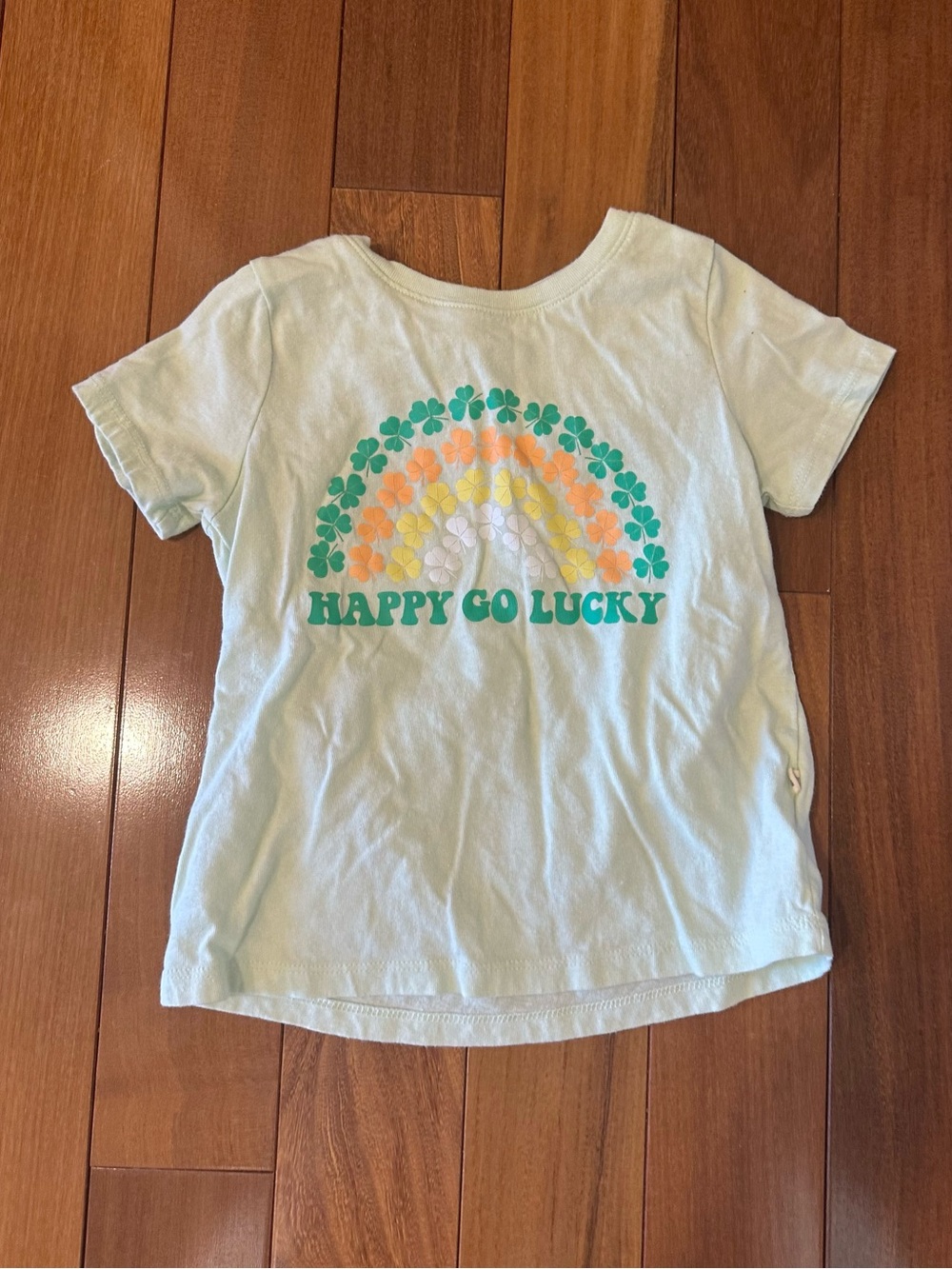 GAP Light green "Happy Go Lucky" Shamrock Rainbow Tee
